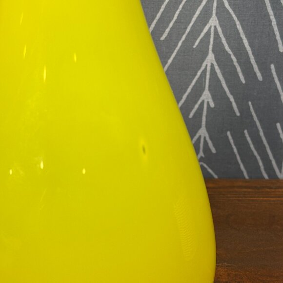 Vintage Yellow Glass Vase Hand-Blown Art Glass Sculpture Unique Home Gift - Picture 12 of 16